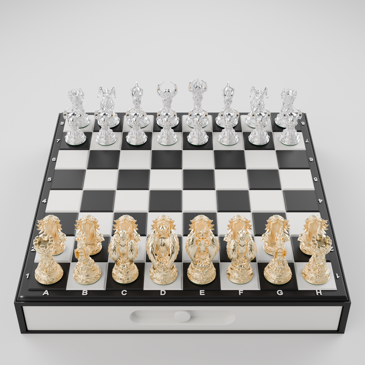 Coffret Anges & Démons — rangement, échiquier et pièces