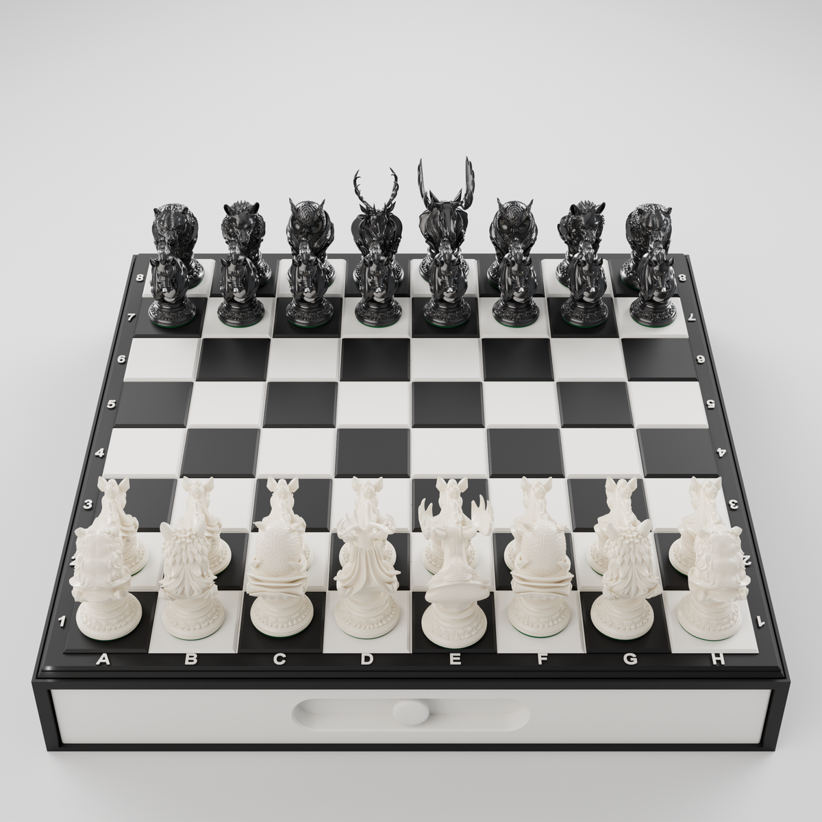 Forest Beasts Chess Pieces — set of 32