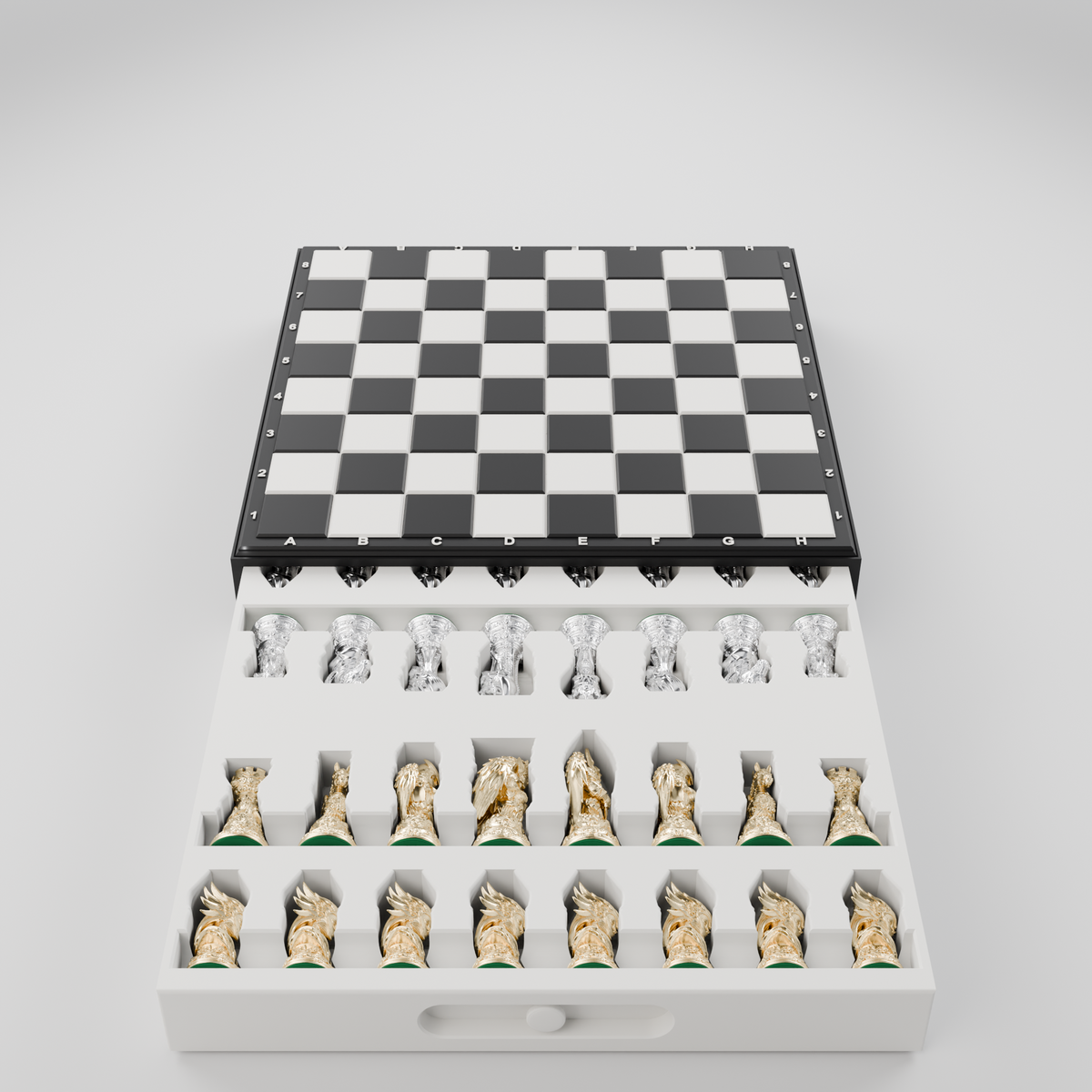 Coffret Anges & Démons — rangement, échiquier et pièces