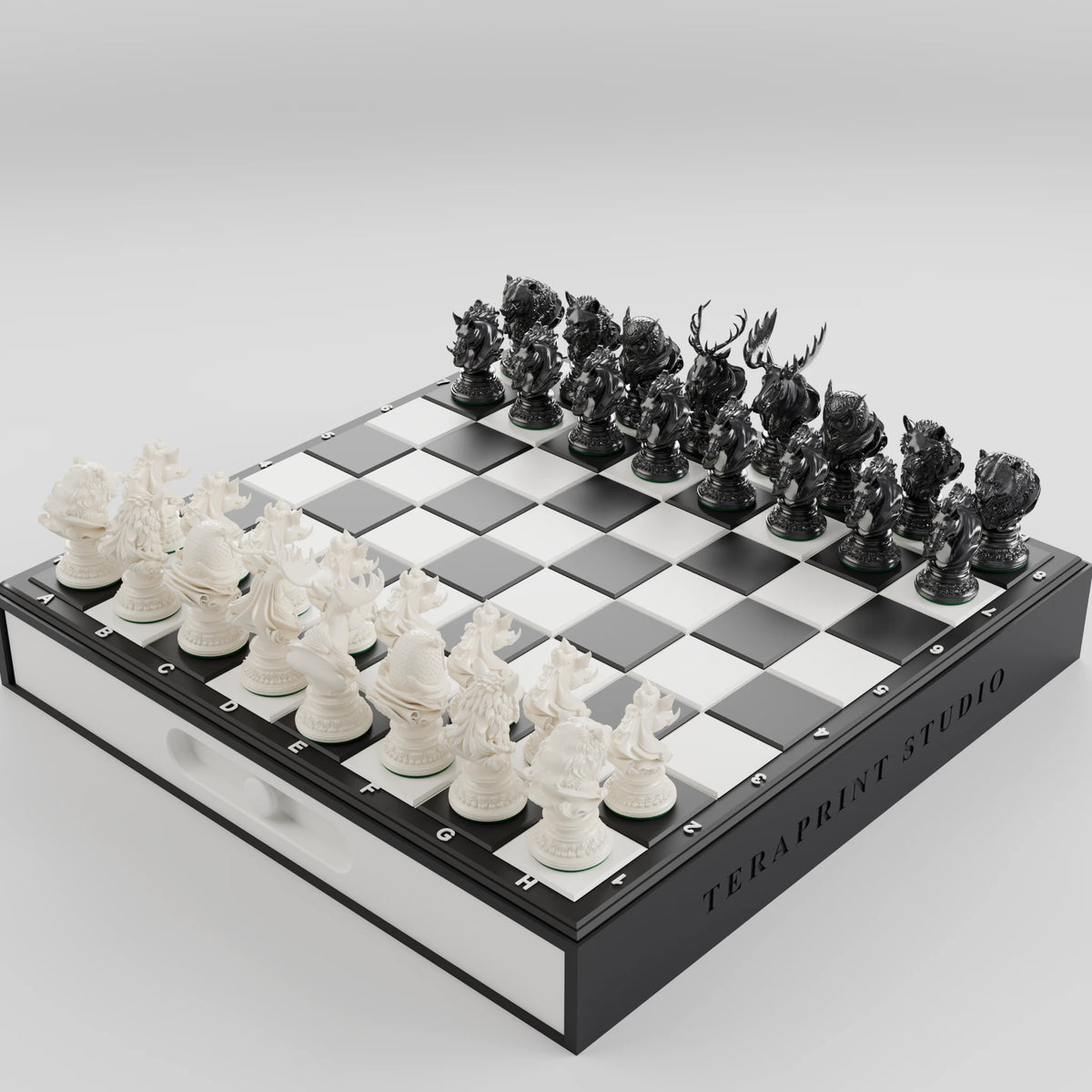 Forest Beasts Chess Pieces — set of 32