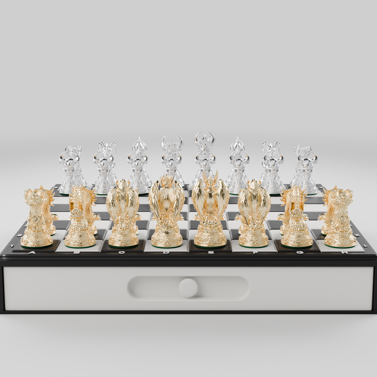 Coffret Anges & Démons — rangement, échiquier et pièces