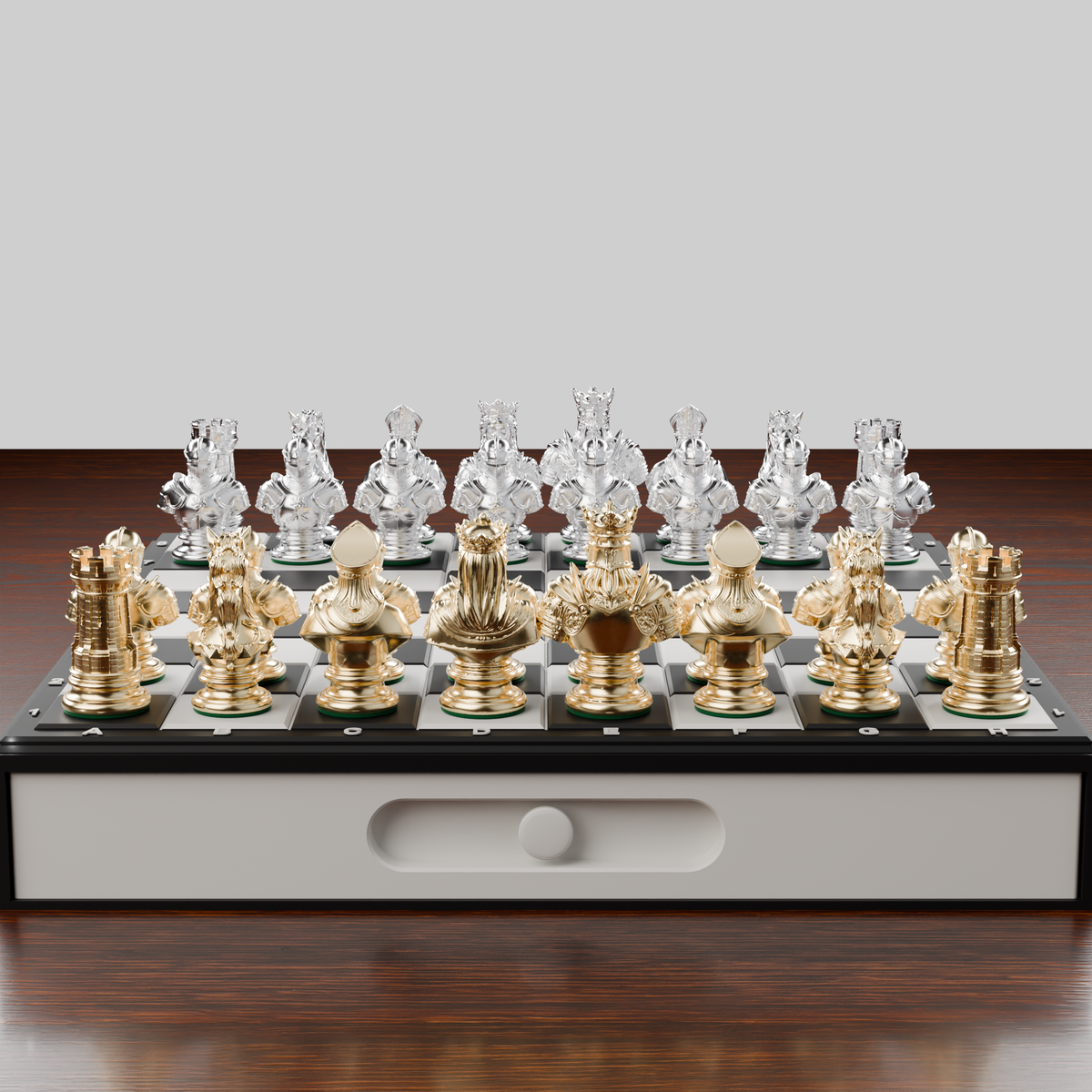 Coffret Médiéval — rangement, échiquier et pièces