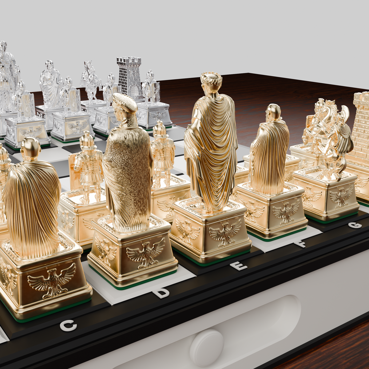 Coffret Rome Antique — rangement, échiquier et pièces