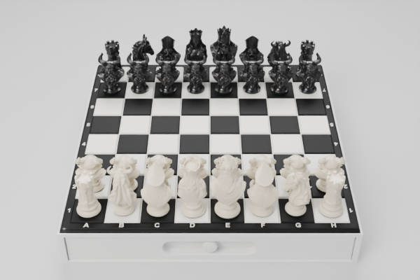 Coffret d'échecs Nordique : plateau et tiroir de rangement aimanté
