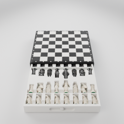 Coffret Nordique — rangement, échiquier et pièces